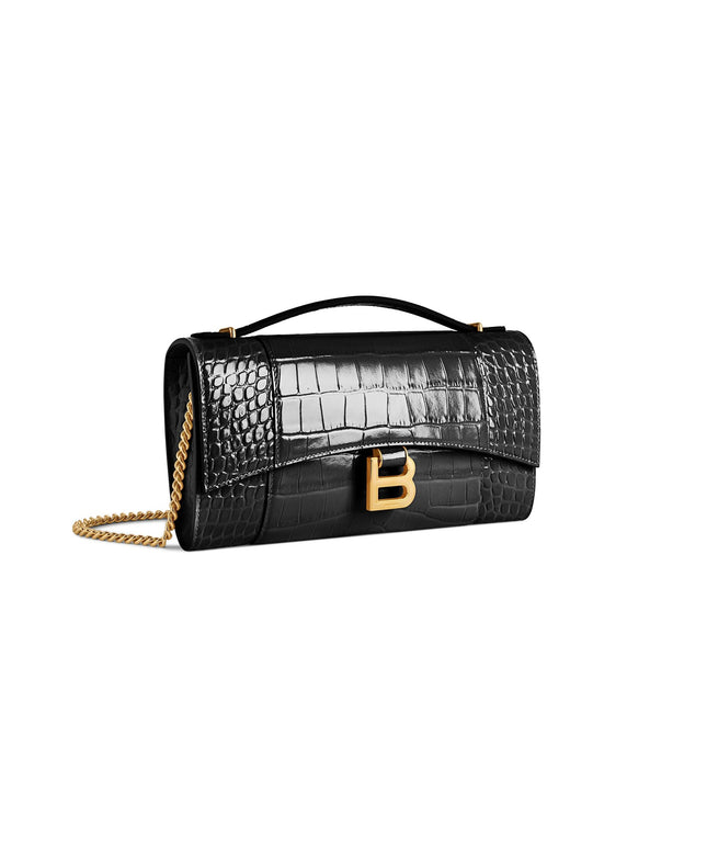 WOMEN'S HOURGLASS POCHETTE WITH CHAIN IN BLACK