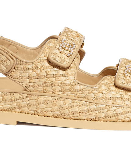 Chanel 21C Beige Raffia Pearl