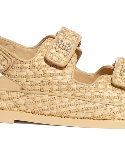 Chanel 21C Beige Raffia Pearl