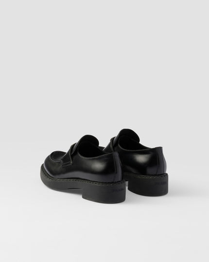 Chocolate brushed leather loafers