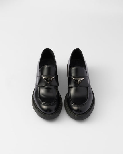 Chocolate brushed leather loafers