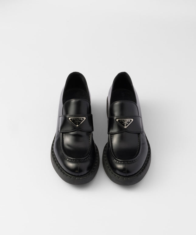 Chocolate brushed leather loafers