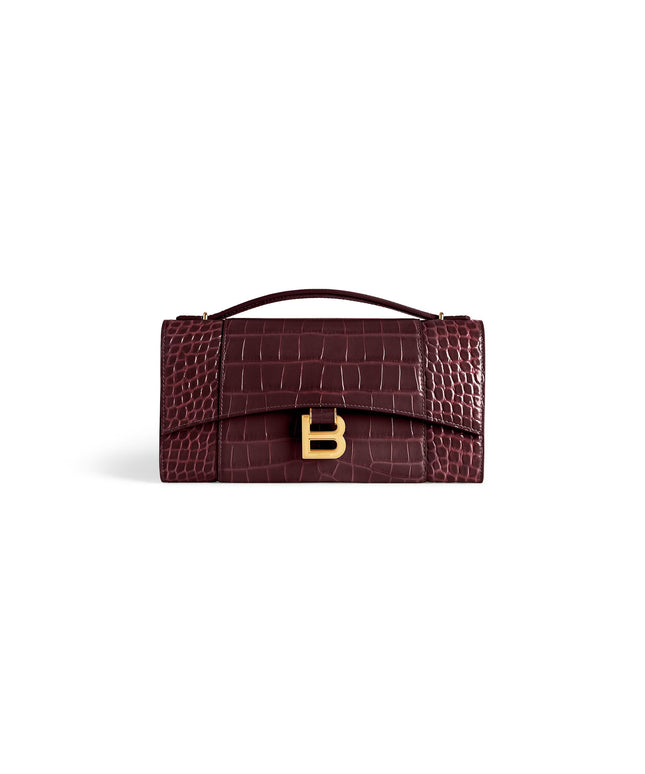 WOMEN'S HOURGLASS POCHETTE WITH CHAIN IN DARK BURGUNDY