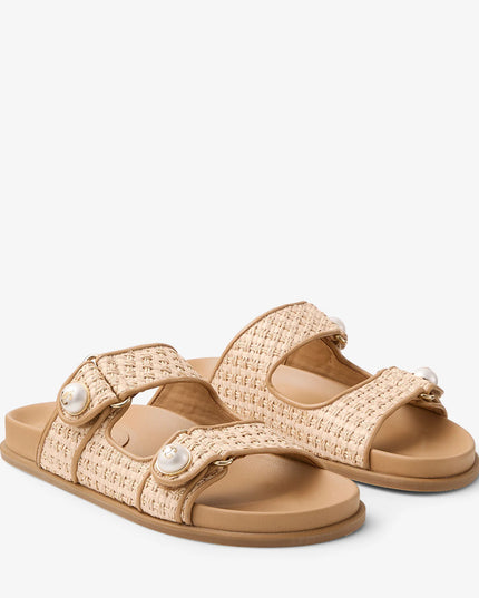 Fayence Sandal Natural/Cappuccino Raffia and Leather Sandals