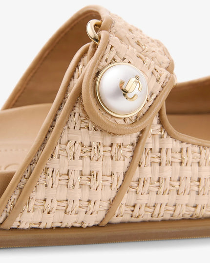 Fayence Sandal Natural/Cappuccino Raffia and Leather Sandals
