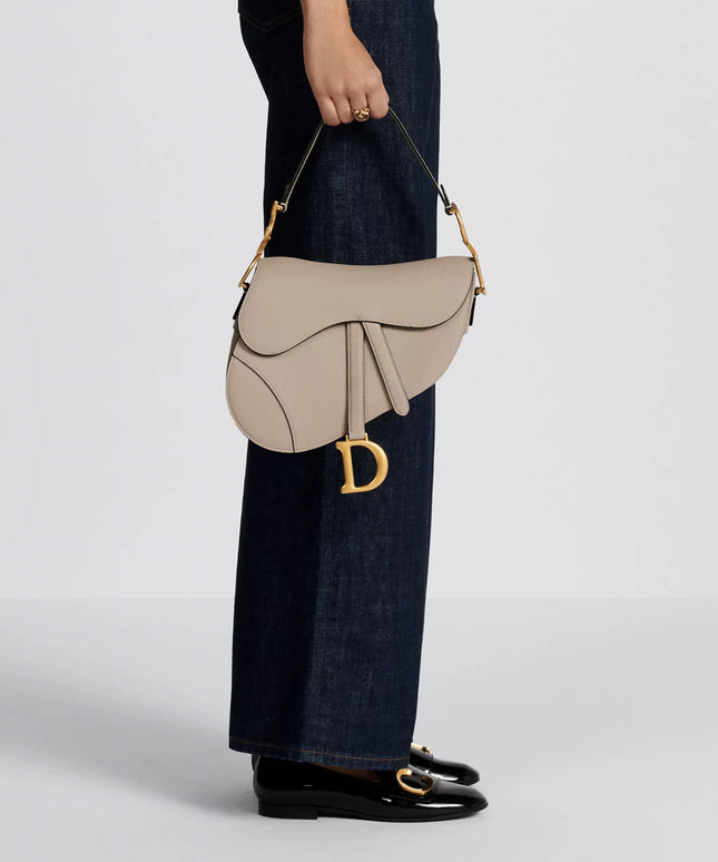 Saddle Bag with Strap Latte Grained Calfskin