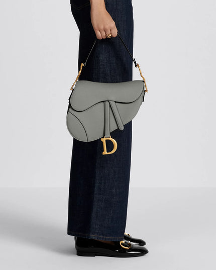 Saddle Bag with Strap Latte Grained Calfskin
