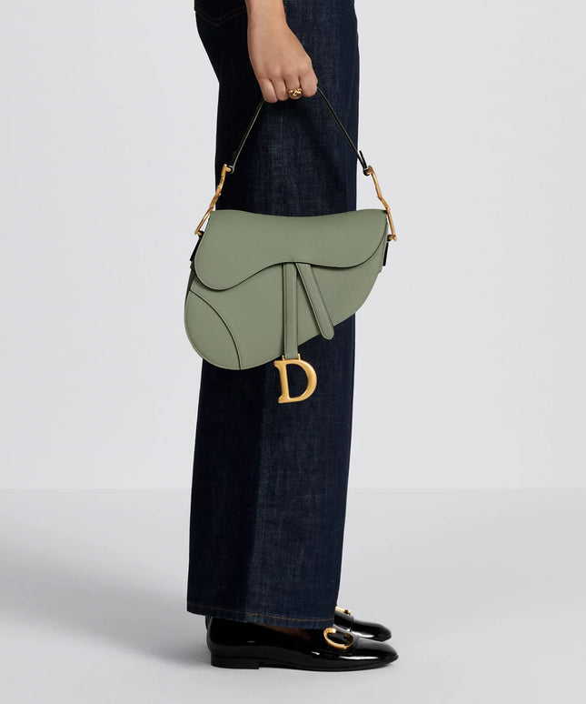 Saddle Bag with Strap Cedar Green Grained Calfskin