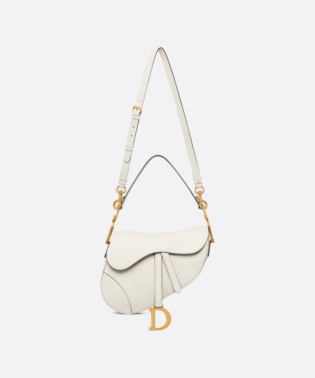 Saddle Bag with Strap Latte Grained Calfskin