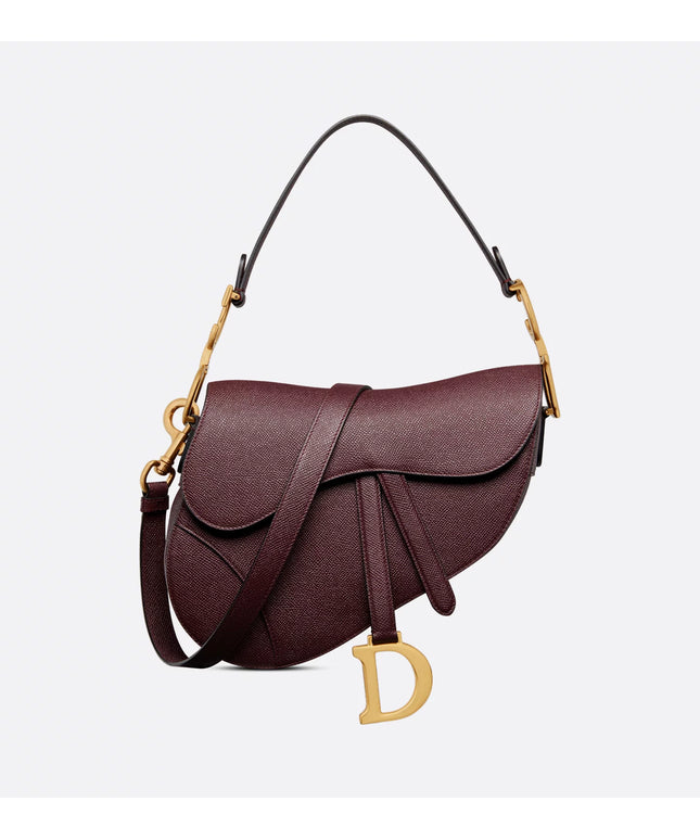 Saddle Bag with Strap Plum Grained Calfskin