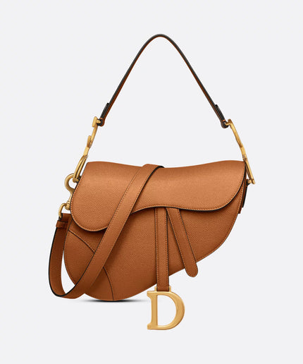 Saddle Bag with Strap Latte Grained Calfskin