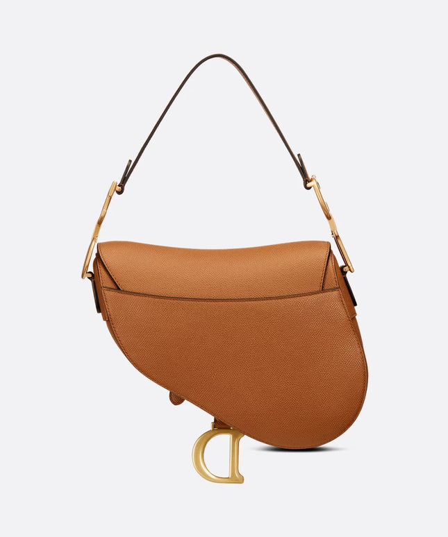 Saddle Bag with Strap Latte Grained Calfskin