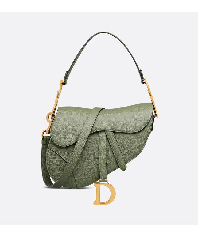 Saddle Bag with Strap Cedar Green Grained Calfskin