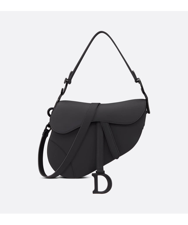 Saddle Bag with Strap Black Ultramatte Calfskin