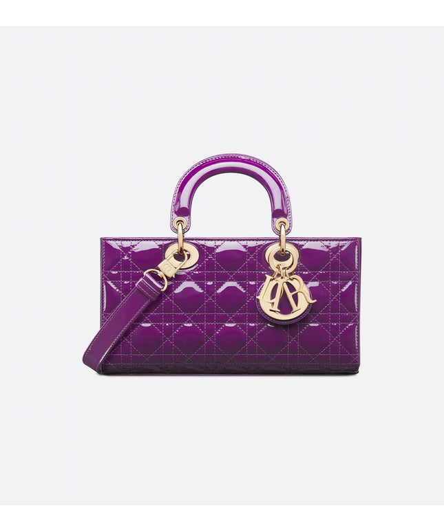 Medium Lady D-Joy Bag Royal Purple Patent Cannage Calfskin