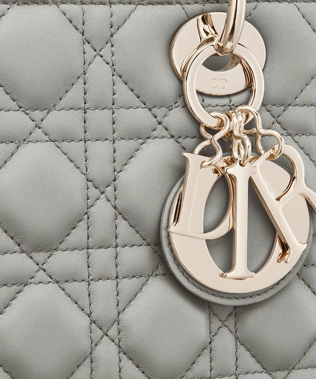 Medium Lady Dior Bag Stone Gray Cannage Lambskin