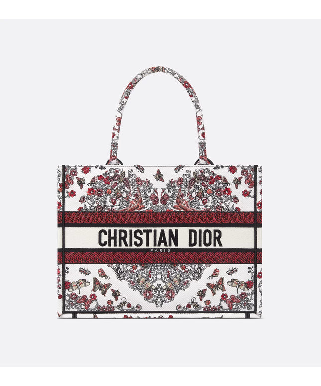 Dioramour Medium Dior Book Tote Latte Embroidery with Multicolor Cœur des Curiosités Motif (36 x 27.5 x 16.5 cm)