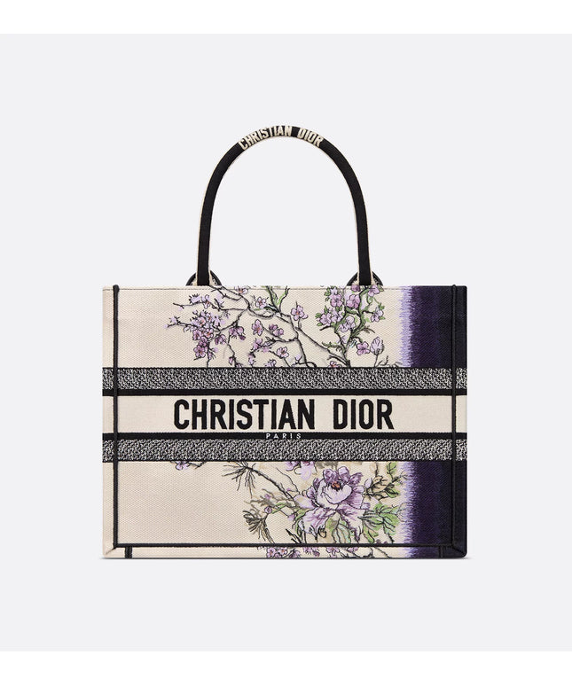 Medium Dior Book Tote Multicolor Dior Pivoine Embroidery