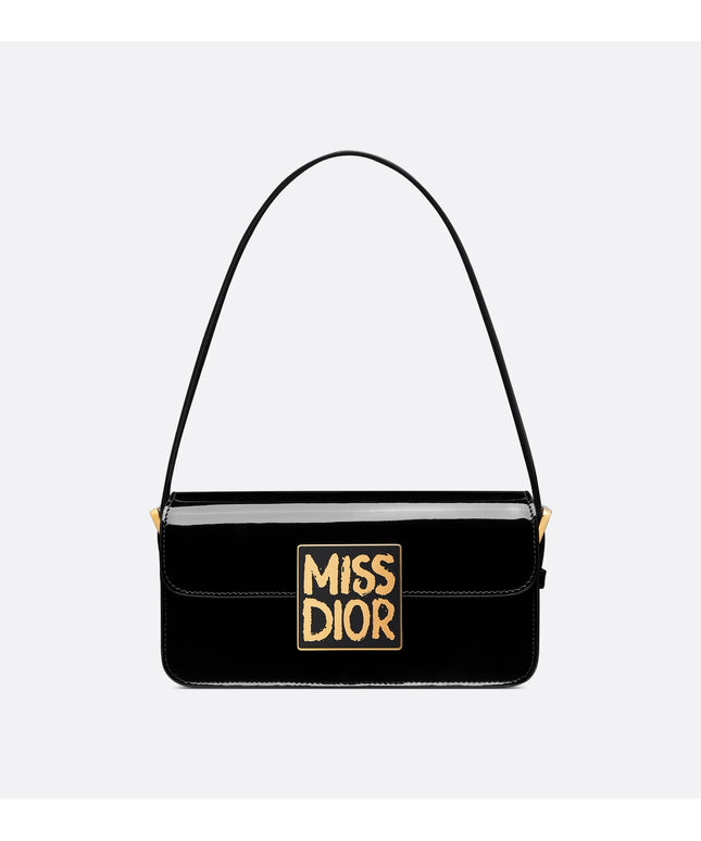 Miss Dior Flap Bag Black Patent Calfskin