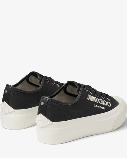 Palma Maxi F Black and Latte Canvas Platform Trainers with Embroidered Logo