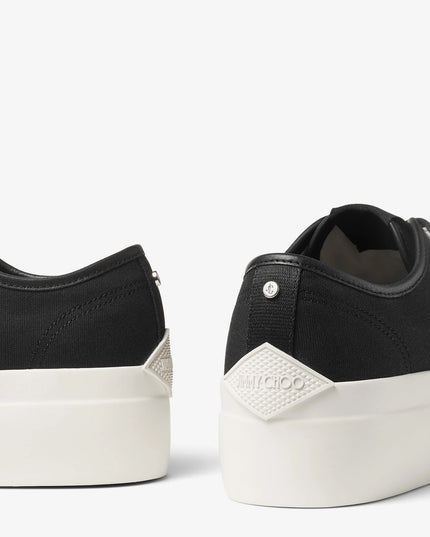 Palma Maxi F Black and Latte Canvas Platform Trainers with Embroidered Logo