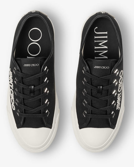 Palma Maxi F Black and Latte Canvas Platform Trainers with Embroidered Logo