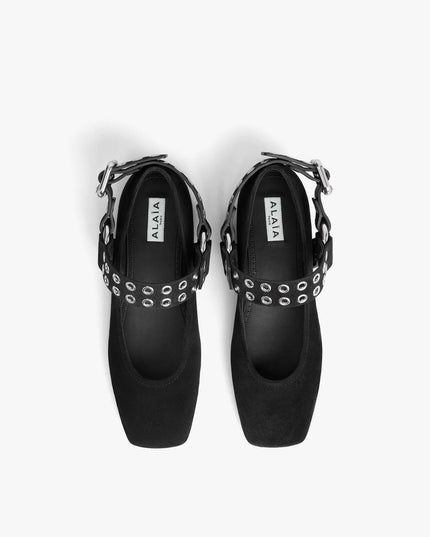 BIKER BALLET FLATS IN SUEDE