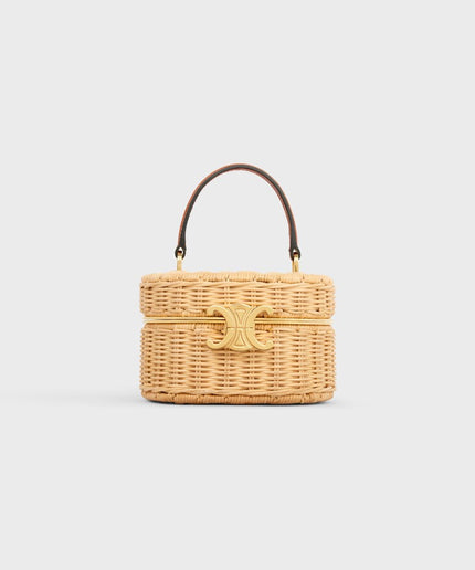 TRIOMPHE OVAL BOX IN WICKER AND CALFSKIN