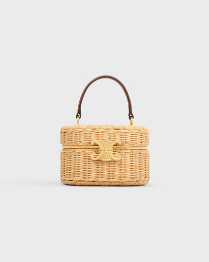 TRIOMPHE OVAL BOX IN WICKER AND CALFSKIN