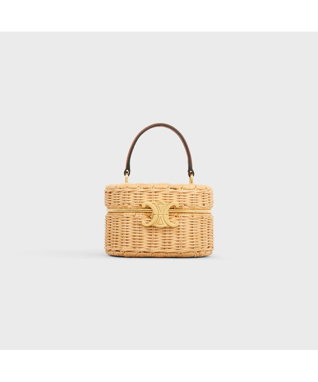 TRIOMPHE OVAL BOX IN WICKER AND CALFSKIN