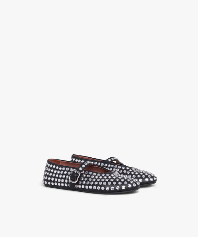 strass lambskin ballet flats