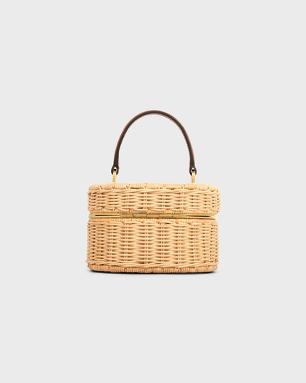 TRIOMPHE OVAL BOX IN WICKER AND CALFSKIN