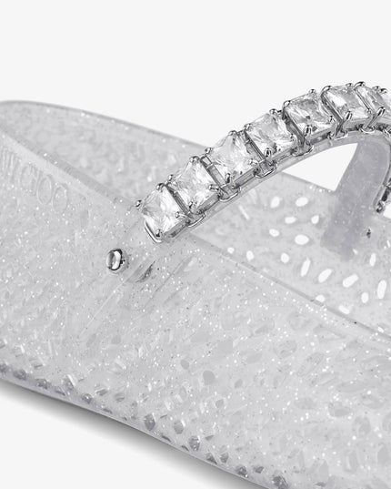 Clear Jelly Ballerina Flats with Crystal Embellishment