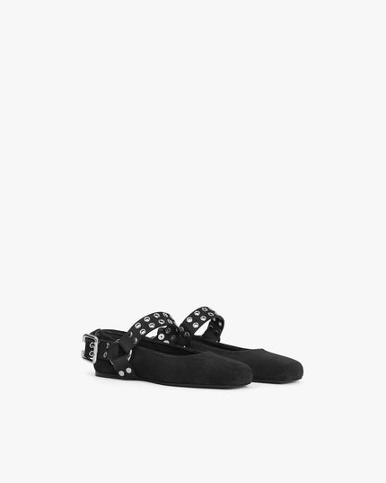 BIKER BALLET FLATS IN SUEDE