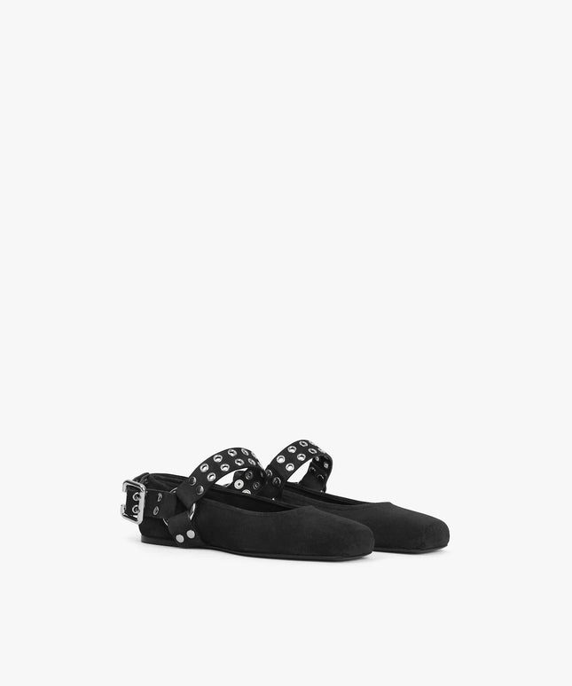 BIKER BALLET FLATS IN SUEDE