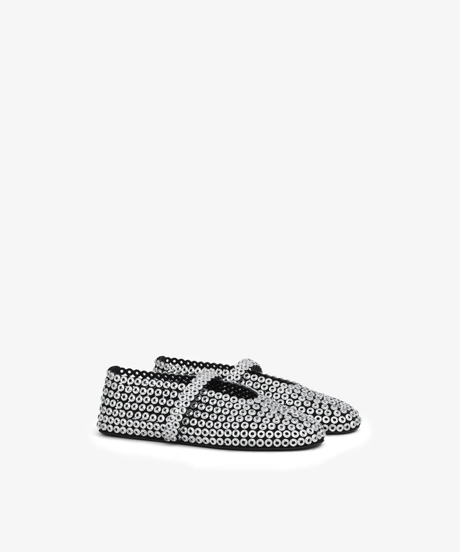 BALLET FLATS IN GLASS EYELET SUEDE GOATSKIN