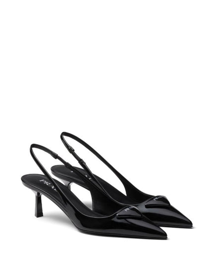 Prada
55mm patent-leather slingback pumps
