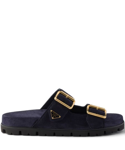 Prada
buckle suede slides
