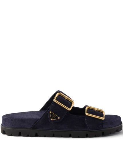 Prada
buckle suede slides