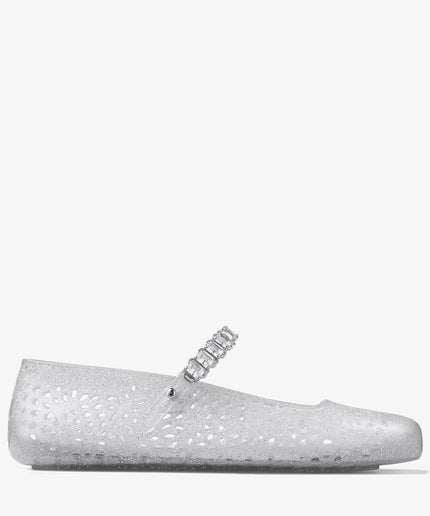 Clear Jelly Ballerina Flats with Crystal Embellishment