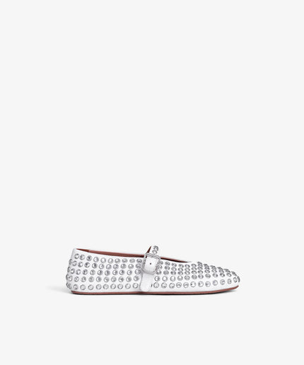 strass lambskin ballet flats