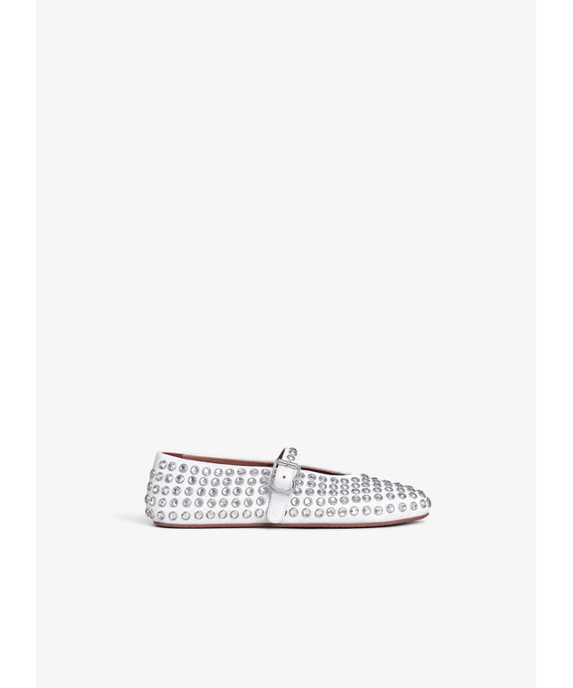 strass lambskin ballet flats