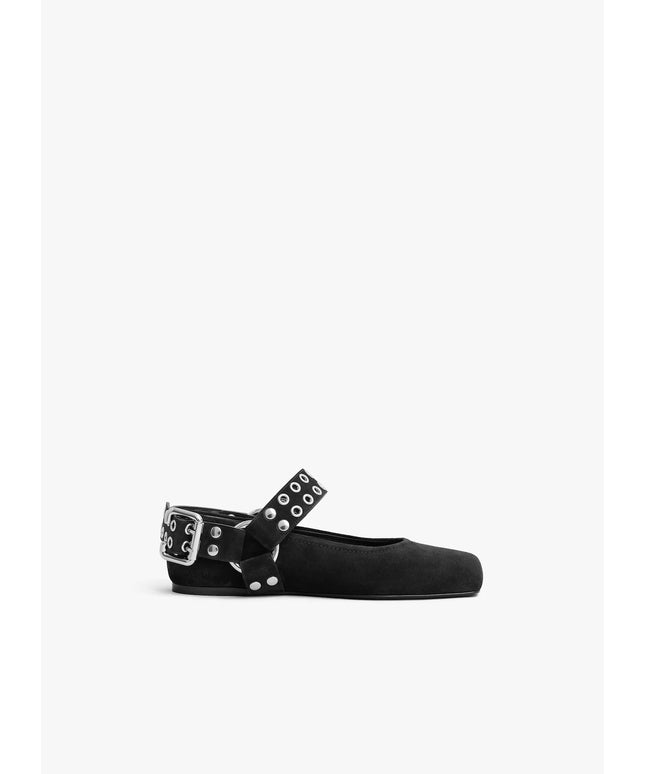 BIKER BALLET FLATS IN SUEDE