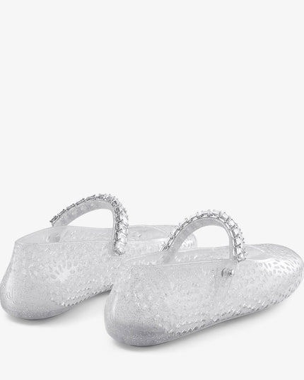 Clear Jelly Ballerina Flats with Crystal Embellishment