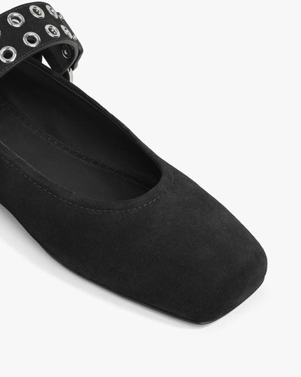 BIKER BALLET FLATS IN SUEDE