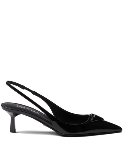 Prada
55mm patent-leather slingback pumps