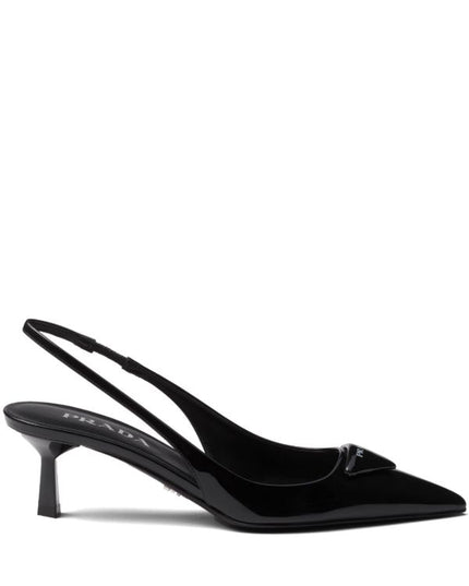 Prada
55mm patent-leather slingback pumps