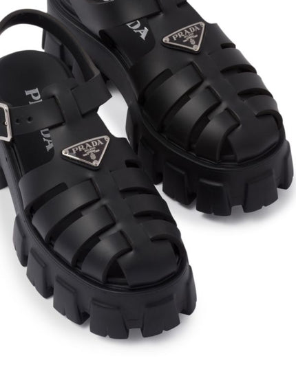 Prada
70mm Monolith caged rubber sandals