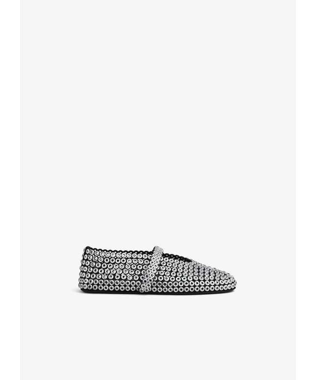 BALLET FLATS IN GLASS EYELET SUEDE GOATSKIN