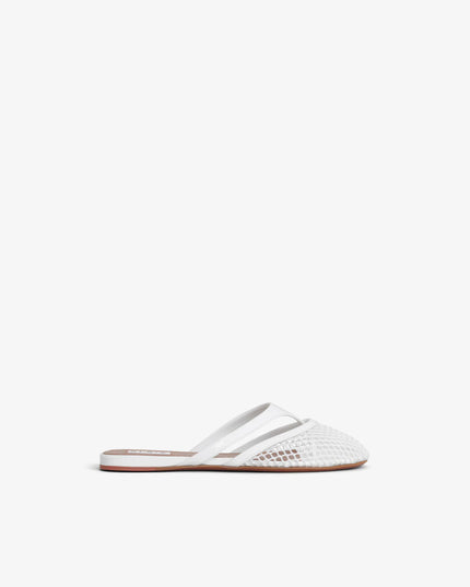 INFRADITO FLAT MULES IN FISHNET AND LEATHER